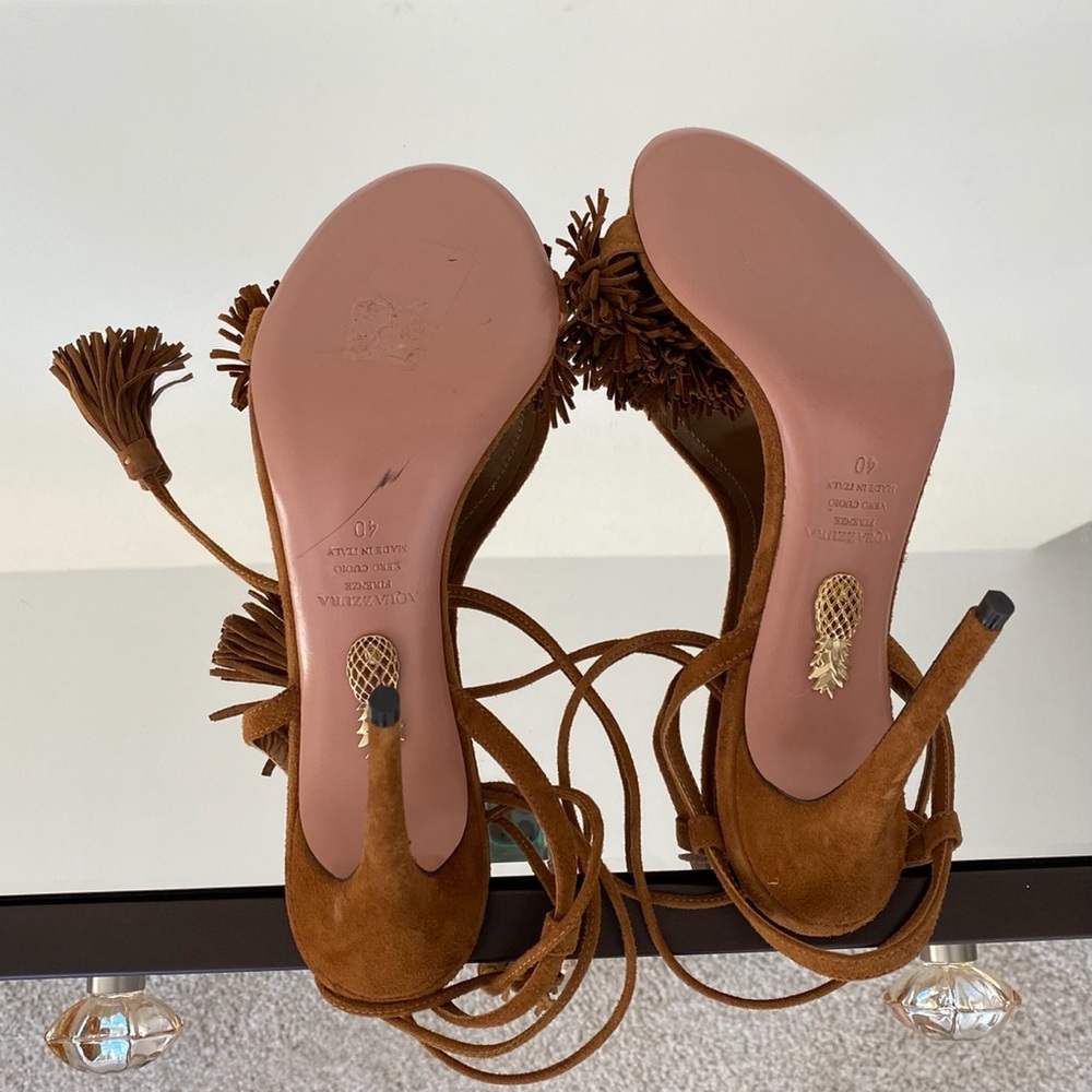 Aquazzura Suede Wild Things Fringe Ankle Wrap - Picture 7 of 7